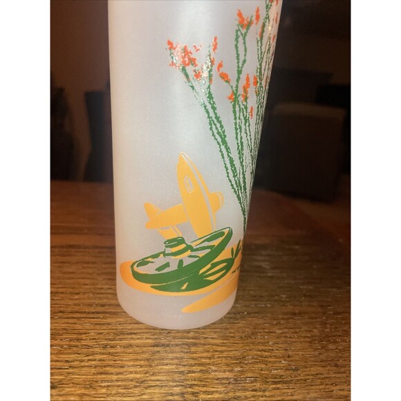 VINTAGE Blakely Oil & Gas Arizona Ocotillo CACTUS Tall Frosted Collins GLASS - Picture 3 of 5
